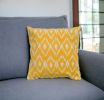 Yellow Natural Ikat Down Filled Throw Pillow