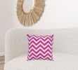 Hot Pink Ivory Chevron Down Filled Throw Pillow
