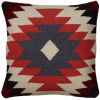 Red Cream Kilim Down Filled Throw Pillow