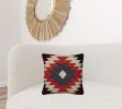 Red Cream Kilim Down Filled Throw Pillow