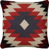 Red Cream Kilim Down Filled Throw Pillow