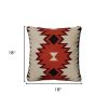 18" Orange and Ivory Cotton Throw Pillow