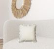 Ivory Embellished Flange Down Filled Throw Pillow