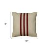 Khaki Red Center Stripe Down Filled Throw Pillow