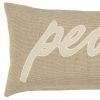 Tan Peace Felt Applique Burlap Throw Pillow