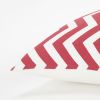 18" Red and Ivory Cotton Throw Pillow
