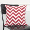 18" Red and Ivory Cotton Throw Pillow