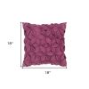 18" Magenta Floral Wool Blend Throw Pillow With Applique