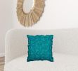 Teal Blue Pinwheel Floral Petal Down Throw Pillow