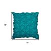 Teal Blue Pinwheel Floral Petal Down Throw Pillow