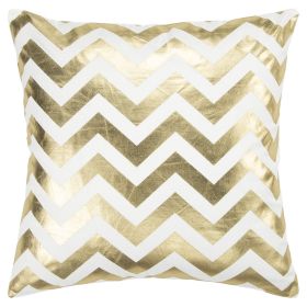 18" Gold and Ivory Cotton Throw Pillow