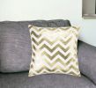 18" Gold and Ivory Cotton Throw Pillow