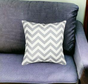 18" Silver and Ivory Cotton Throw Pillow
