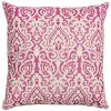 22" Pink and White Damask Cotton Throw Pillow