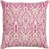 22" Pink and White Damask Cotton Throw Pillow