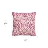 22" Pink and White Damask Cotton Throw Pillow