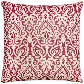 22" Red and White Cotton Throw Pillow