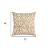 22" Gold And White Cotton Throw Pillow