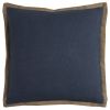 22" Blue and Beige Cotton Throw Pillow
