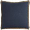 22" Blue and Beige Cotton Throw Pillow