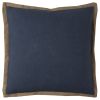 22" Blue and Beige Cotton Throw Pillow