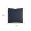 22" Blue and Beige Cotton Throw Pillow