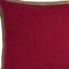 22" Red and Beige Cotton Throw Pillow