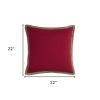 22" Red and Beige Cotton Throw Pillow