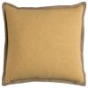22" Yellow and Beige Cotton Throw Pillow