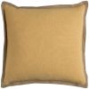 22" Yellow and Beige Cotton Throw Pillow