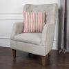 20" Red and Natural Ticking Stripe Cotton Throw Pillow