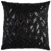 Black Sequins Diamond Pattern Throw Pillow
