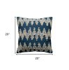 Blue Shaggy Chevron Cotton Cord Throw Pillow