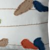 Colorful Whimsical Birds on a Wire Throw Pillow