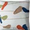 Colorful Whimsical Birds on a Wire Throw Pillow