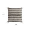 20" Gray Beige Nubby Texture Bands Throw Pillow