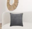 Dark Gray Solid Pearl Beaded Edge Throw Pillow