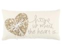 11" X 21" Ivory Home is Where the Heart Is Throw Pillow With Embroidery
