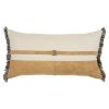 Camel Tone Leather Block Lumbar Pillow