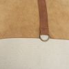 20" Natural and Brown Cotton and Leather Throw Pillow