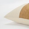 20" Natural and Brown Cotton and Leather Throw Pillow
