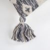 Gray Cream Tasseled Ikat Pattern Throw Pillow
