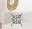 Gray Cream Tasseled Ikat Pattern Throw Pillow