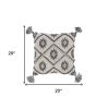 Gray Cream Tasseled Ikat Pattern Throw Pillow
