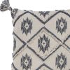 Gray Cream Tasseled Ikat Pattern Throw Pillow