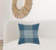 Teal White Plaid Pattern Throw Pillow