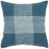 Teal White Plaid Pattern Throw Pillow