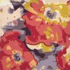 Red Gold Poppy Floral Throw Pillow