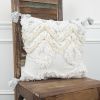 White Gray and Ivory Shaggy Chevron Throw Pillow