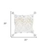 White Gray and Ivory Shaggy Chevron Throw Pillow